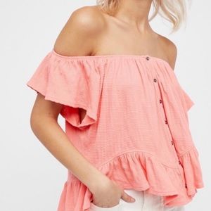 Free People Off Shoulder Top Ruffles NWT